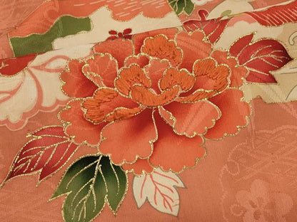 平和屋着物＃アンティーク 大正ロマン 長羽織 刺繍 色紙風景花文 金彩 正絹 逸品 CABK3357in