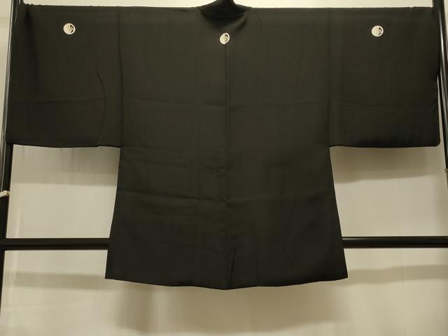 平和屋着物＃男性　羽織　黒紋付き　キングサイズ　正絹　逸品　CABK3358in