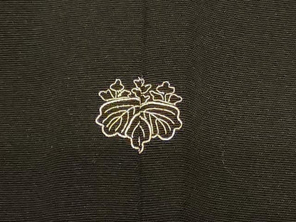 平和屋着物＃羽織 刺繍 地紙風景花文 黒地 正絹 逸品 CABK3359in