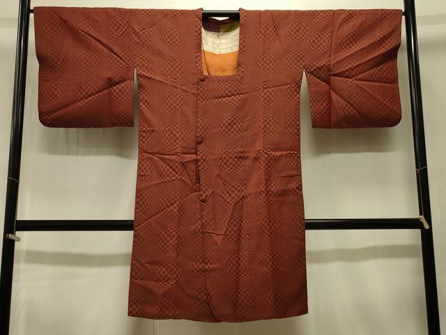 平和屋着物＃道行コート　吉祥市松文様　金糸　ロング丈　正絹　逸品　CABK3360in