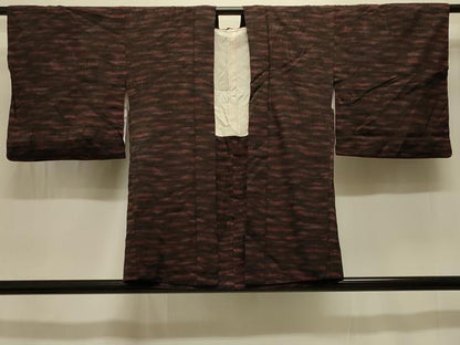 平和屋着物＃羽織 印伝 霞文 黒地 ラメ糸 正絹 逸品 CABK3370in