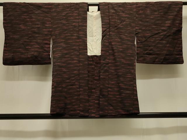 平和屋着物＃羽織 印伝 霞文 黒地 ラメ糸 正絹 逸品 CABK3370in