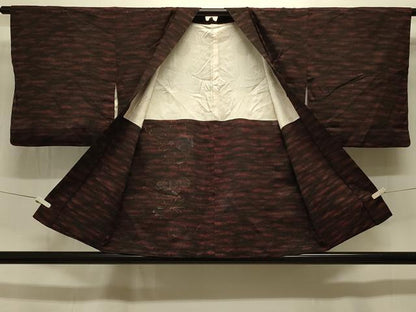 平和屋着物＃羽織 印伝 霞文 黒地 ラメ糸 正絹 逸品 CABK3370in
