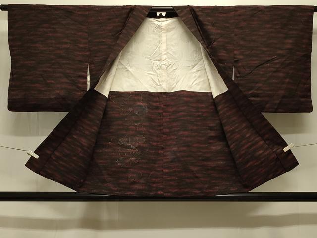 平和屋着物＃羽織 印伝 霞文 黒地 ラメ糸 正絹 逸品 CABK3370in