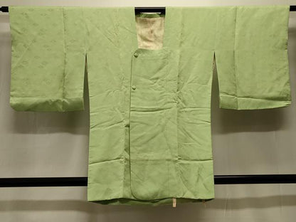 平和屋着物＃道行コート　色無地　花菱地紋　若苗色　正絹　逸品　CABK3372in