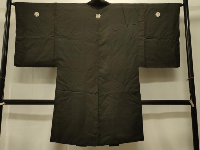平和屋着物＃男性　長羽織　黒紋付き　正絹　逸品　CABK3373in