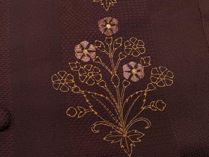 平和屋着物＃道行コート　刺繍　草花文　金彩　ロング丈　正絹　逸品　未使用　CABK3377in