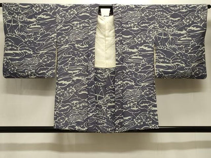 平和屋着物＃羽織 ろうけつ染め 流水草花文 正絹 逸品 CABK3383in