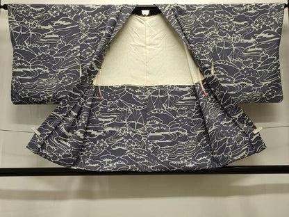 平和屋着物＃羽織 ろうけつ染め 流水草花文 正絹 逸品 CABK3383in