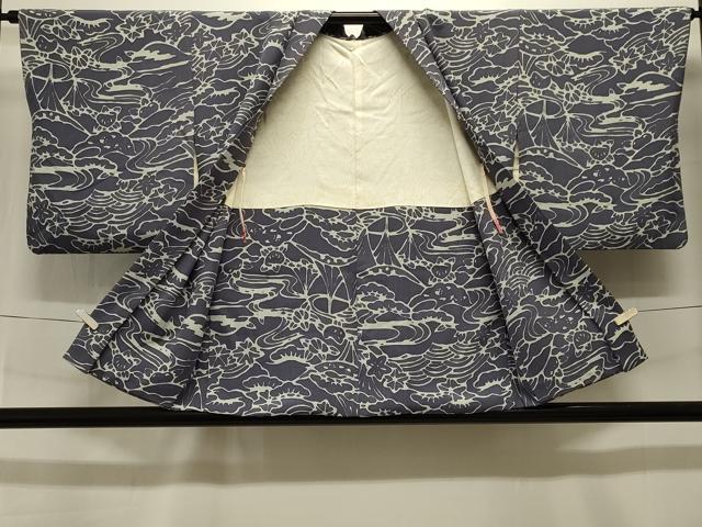 平和屋着物＃羽織 ろうけつ染め 流水草花文 正絹 逸品 CABK3383in