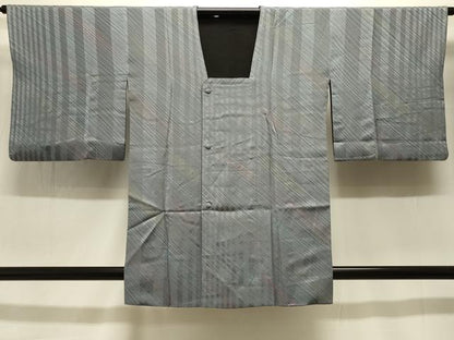 平和屋着物＃道行コート　リバーシブル　間道　暈し染め　黒地　正絹　逸品　CABK3384in