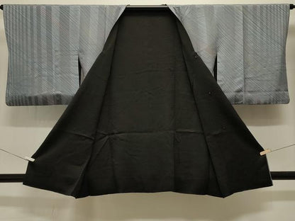 平和屋着物＃道行コート　リバーシブル　間道　暈し染め　黒地　正絹　逸品　CABK3384in