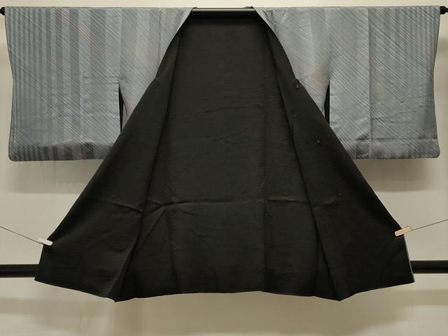 平和屋着物＃道行コート　リバーシブル　間道　暈し染め　黒地　正絹　逸品　CABK3384in