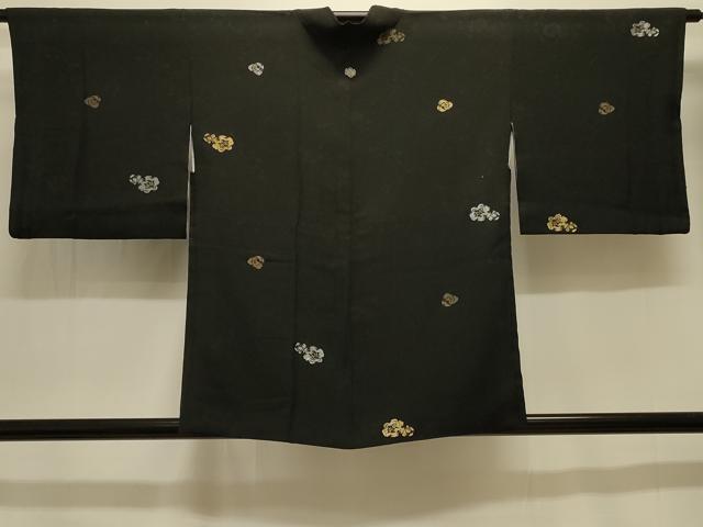 平和屋着物＃羽織　寿光織　舞花文　黒地　金銀糸　正絹　逸品　CABK3386in
