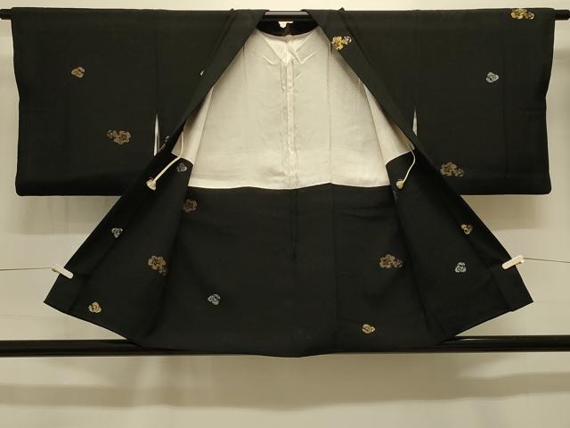 平和屋着物＃羽織　寿光織　舞花文　黒地　金銀糸　正絹　逸品　CABK3386in
