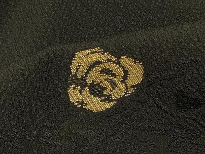 平和屋着物＃羽織　寿光織　舞花文　黒地　金銀糸　正絹　逸品　CABK3386in