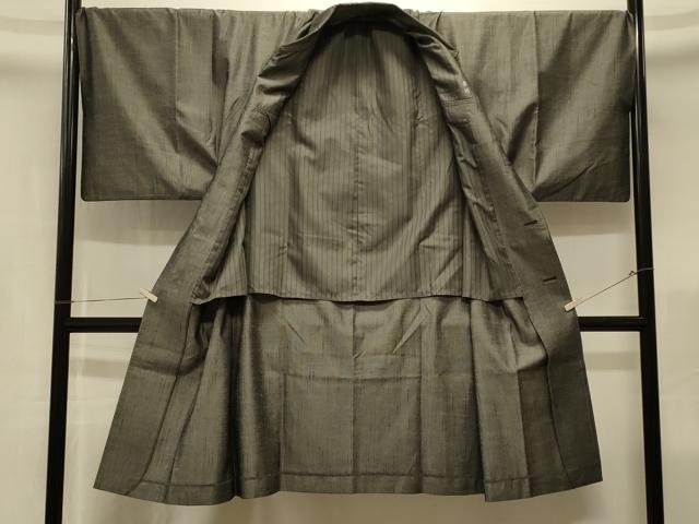平和屋着物＃男性　角袖　コート　紬地　単衣　霞文　キングサイズ　正絹　逸品　CABK3389in
