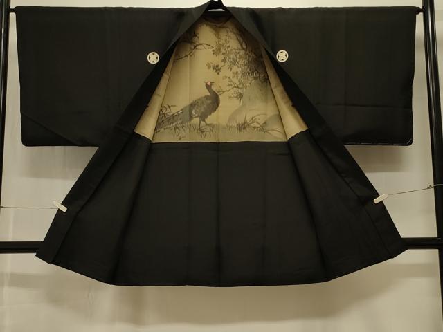 平和屋着物＃男性 羽織 黒紋付き 正絹 逸品 未使用 CABK3394in