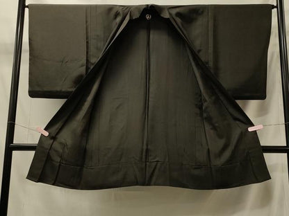 平和屋着物＃男性 長羽織 黒紋付き 正絹 逸品 CABK3402in