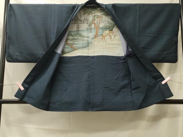 平和屋着物＃男性　羽織　紬地　100亀甲　総詰め　正絹　逸品　CABK3403in