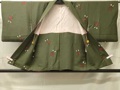平和屋着物＃羽織 絞り 草花文 正絹 逸品 CABK3404in