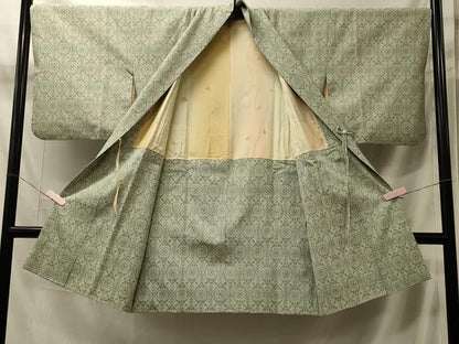 平和屋着物＃本塩沢　道中着　花菱文　正絹　逸品　CABK3409in