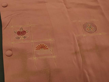 平和屋着物＃道行コート　刺繍　吉祥花蝶丸文　金彩　正絹　逸品　CABK3420in