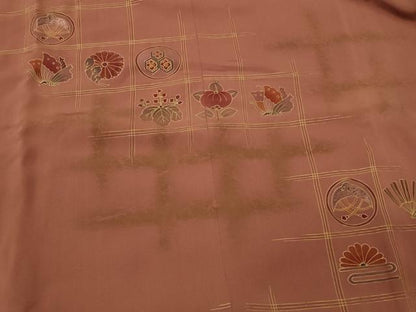 平和屋着物＃道行コート　刺繍　吉祥花蝶丸文　金彩　正絹　逸品　CABK3420in