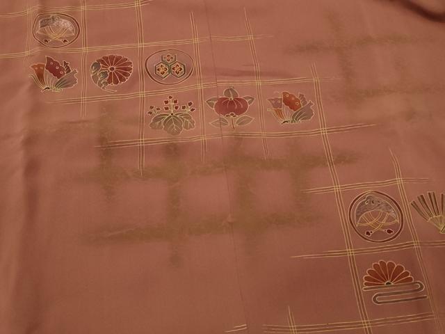 平和屋着物＃道行コート　刺繍　吉祥花蝶丸文　金彩　正絹　逸品　CABK3420in