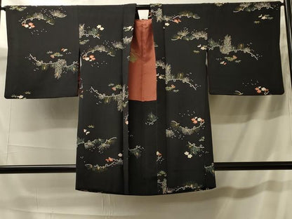 平和屋着物＃羽織 松竹梅 黒地 金彩 正絹 逸品 CABK3428in