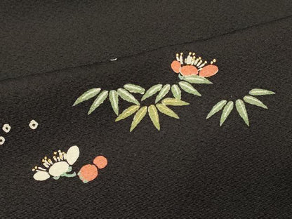 平和屋着物＃羽織 松竹梅 黒地 金彩 正絹 逸品 CABK3428in