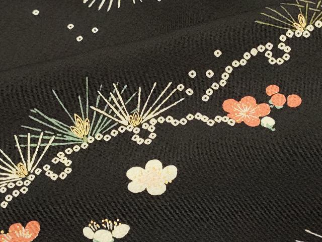平和屋着物＃羽織 松竹梅 黒地 金彩 正絹 逸品 CABK3428in
