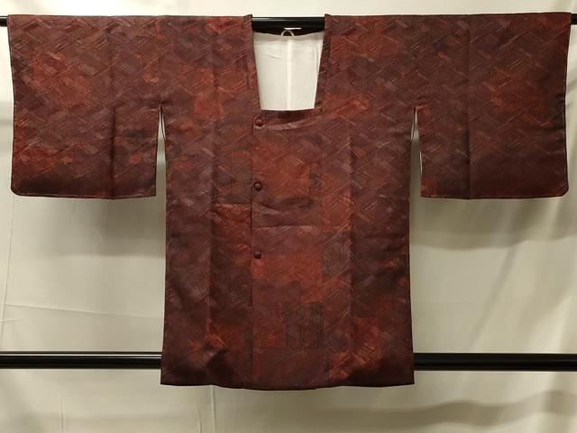 平和屋着物＃道行コート　幾何学霞文　正絹　逸品　CABK3431in