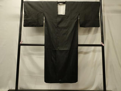平和屋着物＃道行コート　雨コート　単衣　流線地紋　黒地　ロング丈　正絹　逸品　未使用　CABK3434in