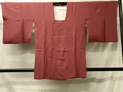 平和屋着物＃道行コート　色無地　霞地紋　柿渋色　正絹　逸品　CABK3441in