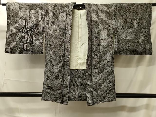 平和屋着物＃羽織　総絞り　笹竹文　黒地　正絹　逸品　CABK3446in