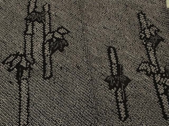 平和屋着物＃羽織　総絞り　笹竹文　黒地　正絹　逸品　CABK3446in