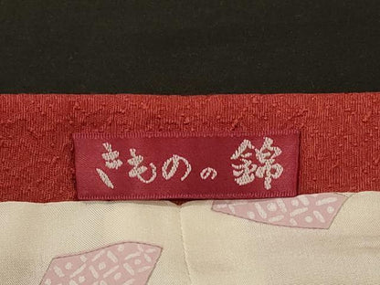 平和屋着物＃道行コート　色無地　ドローンワーク　花菱文　赤錆色　正絹　逸品　CABK3447in