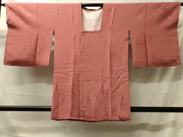 平和屋着物＃道行コート　色無地　片輪車地紋　纁色　正絹　逸品　未使用　CABK3448in