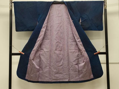 平和屋着物＃道行コート　輪奈ビロード　秋草地紋　暈し染め　ロング丈　正絹　逸品　CABK3456in