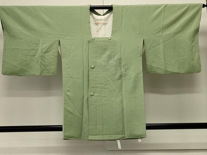 平和屋着物＃道行コート　色無地　総刺繍　下がり藤　青丹色　正絹　逸品　CABK3457in