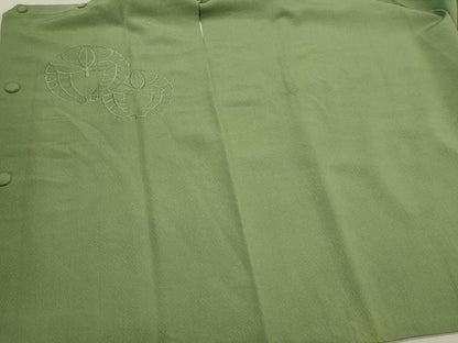 平和屋着物＃道行コート　色無地　総刺繍　下がり藤　青丹色　正絹　逸品　CABK3457in