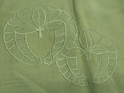 平和屋着物＃道行コート　色無地　総刺繍　下がり藤　青丹色　正絹　逸品　CABK3457in