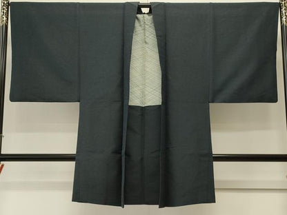 平和屋着物＃男性 長羽織 お召地 霞文 正絹 逸品 CABK3458in