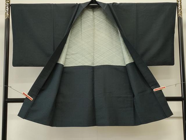 平和屋着物＃男性 長羽織 お召地 霞文 正絹 逸品 CABK3458in