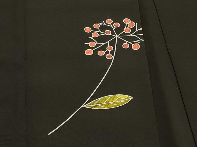 平和屋着物＃羽織 刺繍 花鳥文 黒地 正絹 逸品 未使用 CABK3465in