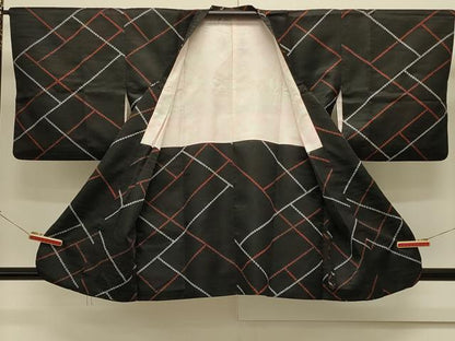 平和屋着物＃道行コート　幾何学文様　正絹　逸品　CABK3466in