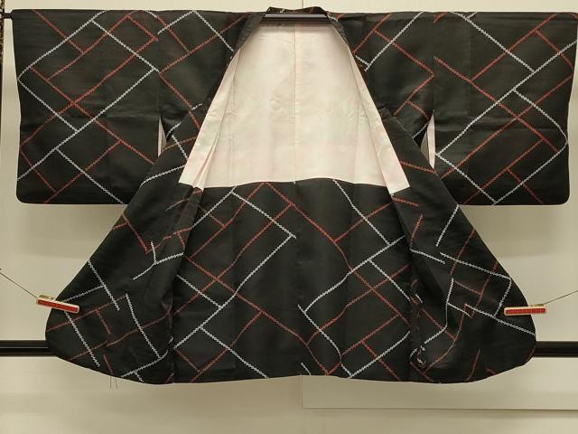 平和屋着物＃道行コート　幾何学文様　正絹　逸品　CABK3466in