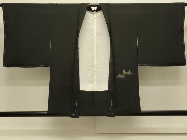 平和屋着物＃羽織 寿光織 風景文 黒地 金糸 正絹 逸品 未使用 CABK3472in
