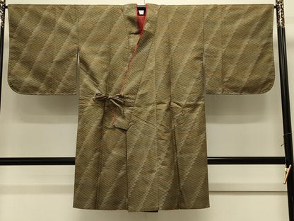 平和屋着物＃道中着　幾何学文様　ロング丈　正絹　洗える着物　未使用　CABK3480in
